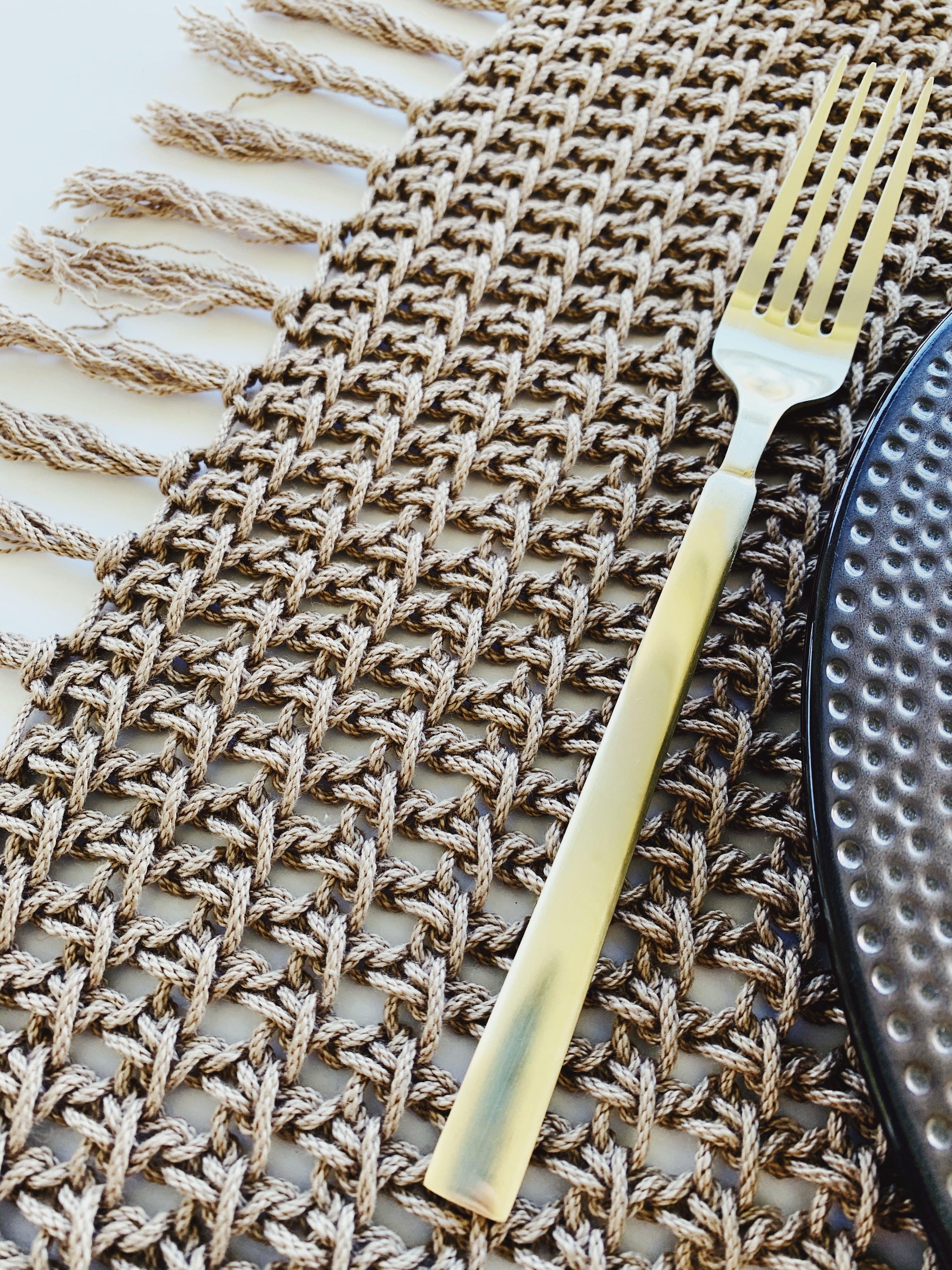 Tunisian Crochet placemat pattern Elements Kitchen Set - Noor's Knits