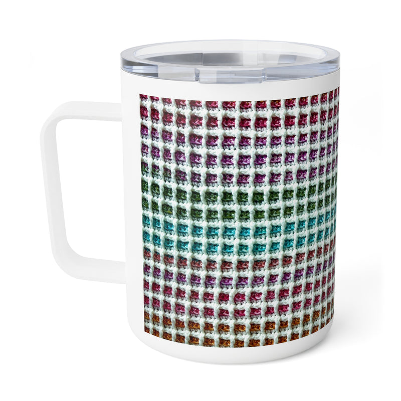 Our Emmy Blanket Print Travel Mug - Insulated Crochet Coffee Mug for College or Home - Cozy Insulated Mug for Dorm Life, or Office Days - Perfect Gift for Crocheters or Students