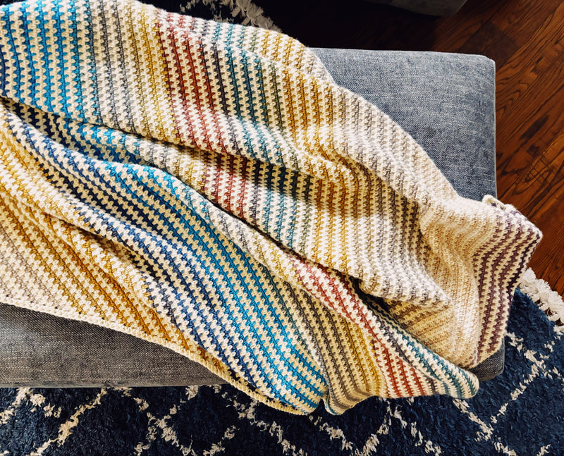 Striped Corner to Corner Crochet Blanket Pattern | The Penny