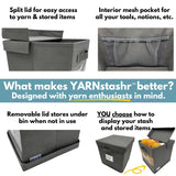 YARNstashr™ Fabric Storage Bins - 4 Pack - by Bobble + Puff - 10.5 x 10.5 Storage Cubes Ideal for Yarn Storage, Crochet Stuff, More!