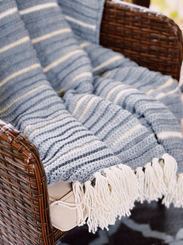 Easy Double Crochet Blanket Pattern for Beginners | Coastal Stripes Throw