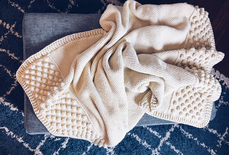 Tunisian Crochet Bobble Border Blanket Pattern | The Ophelia
