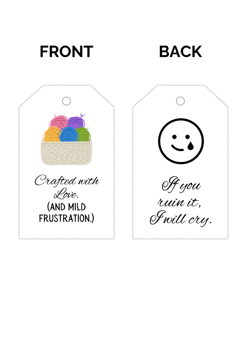 Random Funny Tags Printable Funny Gift Tags - Funny Double Sided Gift Tags - Crochet Gif ...