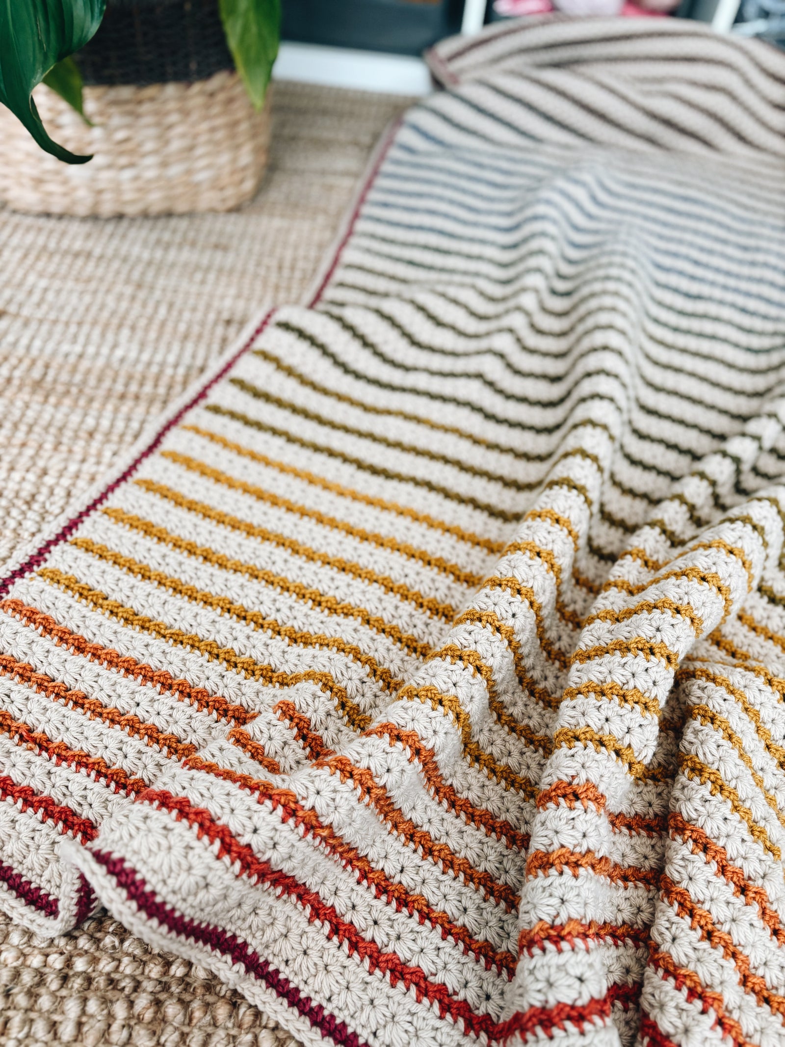 The Amelia Blanket: Two Color Textured Crochet Throw – I Can