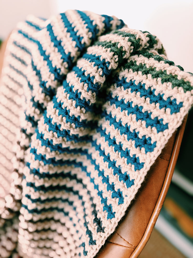 The Yvette Crochet Baby Blanket Pattern with Self Striping Yarn