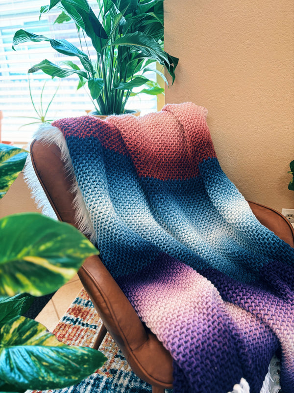 Tunisian Crochet Gradient Blanket Pattern | Crochet Ombre Blanket Pattern