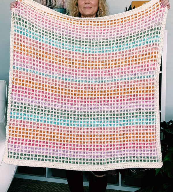 Tunisian Crochet Waffle Stitch Baby Blanket - Crochet Baby Blanket Pattern - The Bella Blanket