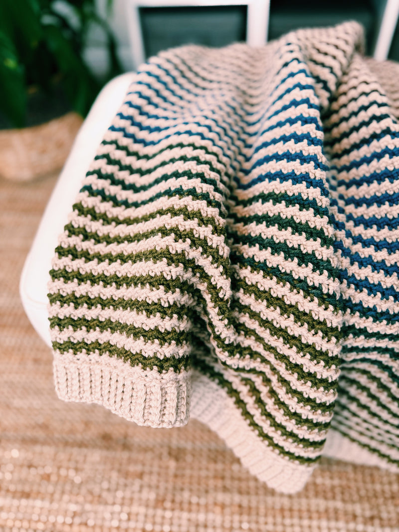 The Yvette Crochet Baby Blanket Pattern  with Self Striping Yarn