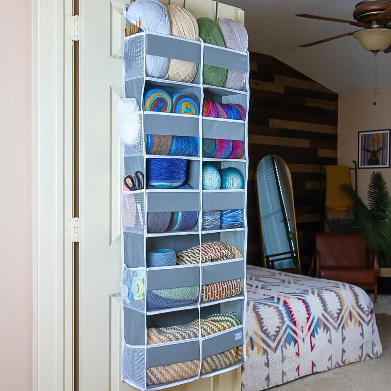 YARNstashr™ Over Door Organizer by Bobble + Puff - Over the Door Yarn Storage Ideal for Crochet Stuff, WIPs and More!