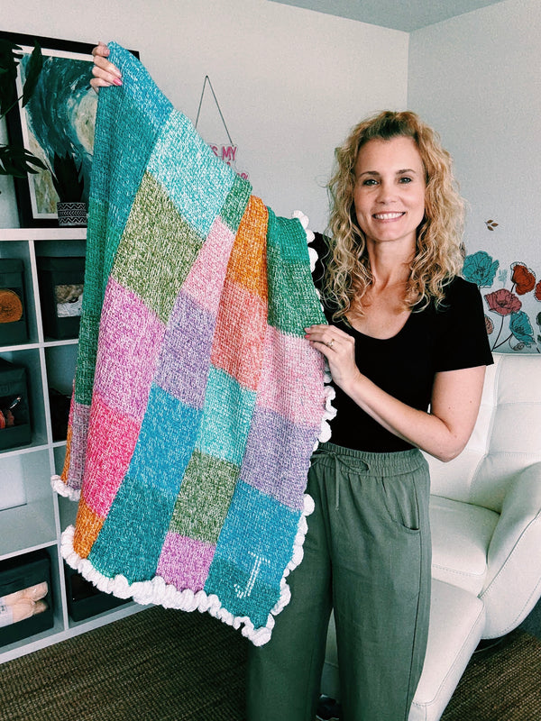 Tunisian Crochet Color Block Blanket Pattern - Dorm Sweet Dorm Blanket