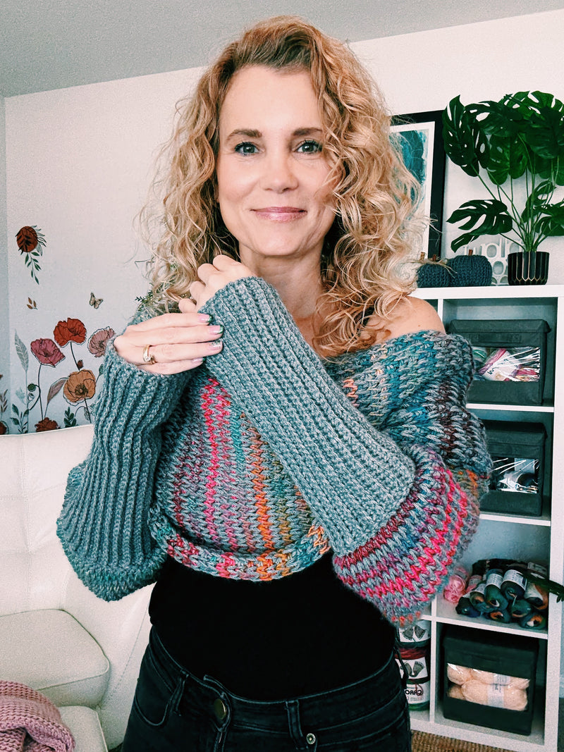 Tunisian Crochet Sweater Scarf Pattern | Beginner Friendly Wrap | Sizes XS to 5XL, 3 Yarn Options (PDF)
