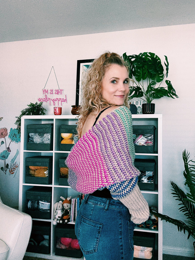 Tunisian Crochet Sweater Scarf Pattern | Beginner Friendly Wrap | Sizes XS to 5XL, 3 Yarn Options (PDF)