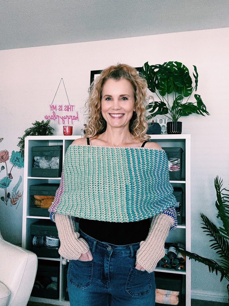 Tunisian Crochet Sweater Scarf Pattern | Beginner Friendly Wrap | Sizes XS to 5XL, 3 Yarn Options (PDF)