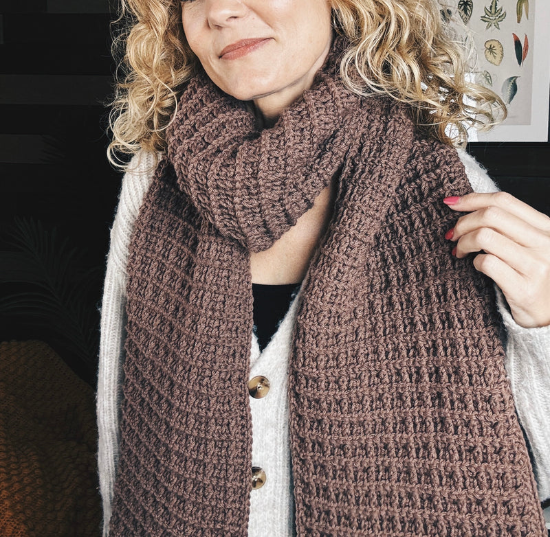 Tunisian Crochet Waffle Stitch Scarf Pattern