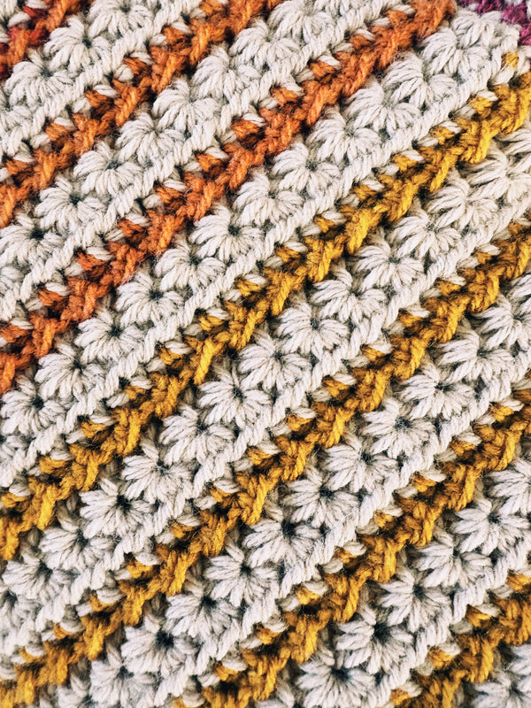 The Amelia Blanket: Two Color Textured Crochet Throw