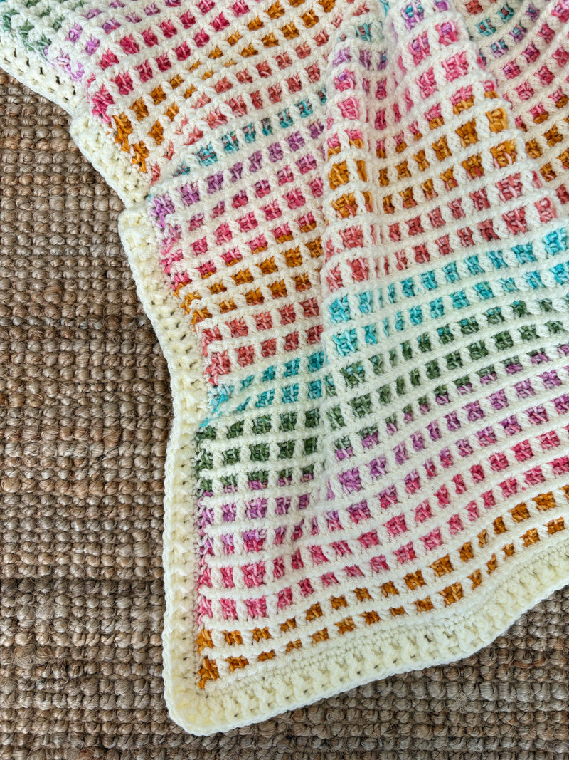 Tunisian Crochet Waffle Stitch Baby Blanket - Crochet Baby Blanket Pattern - The Bella Blanket