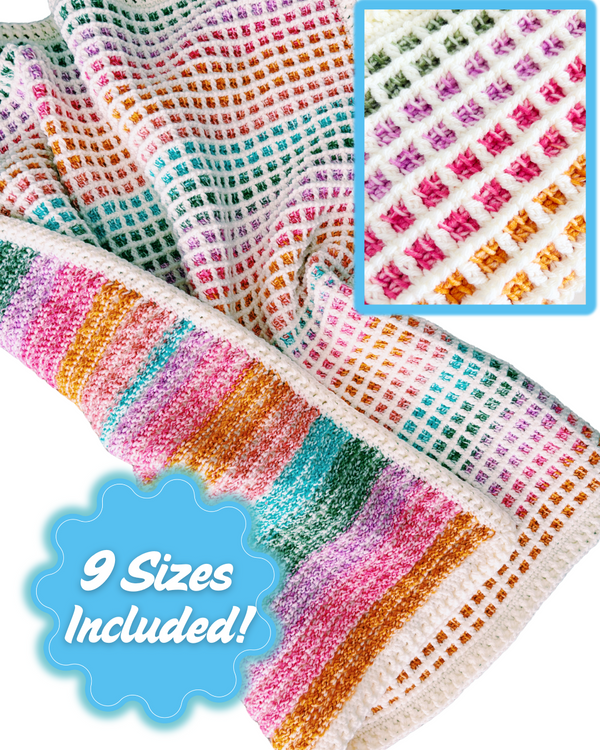 Tunisian Crochet Waffle Stitch Baby Blanket - Crochet Baby Blanket Pattern - The Bella Blanket