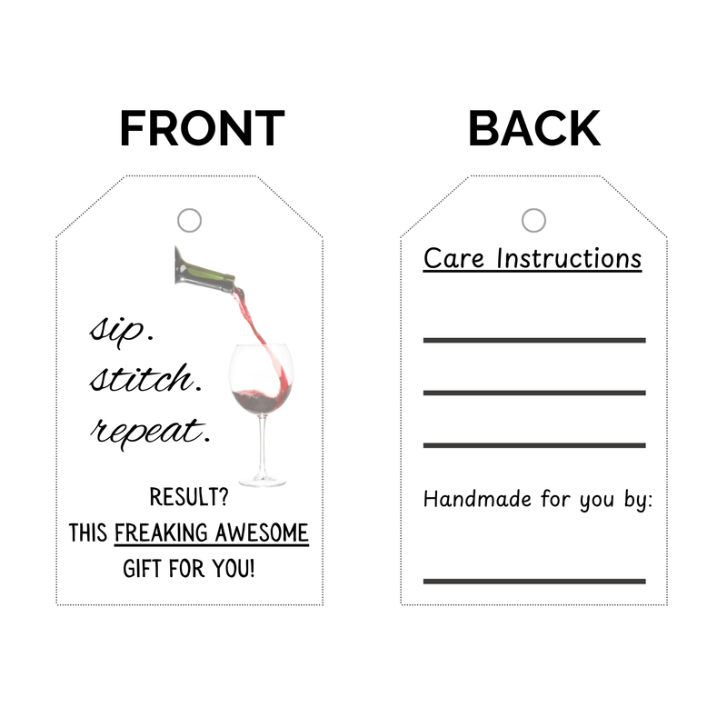 Printable Funny Gift Tags for Wine Lovers - Funny Double Sided Crochet Gift Tags - Crochet Quote Gift Tags - Funny Gift Tags PDF