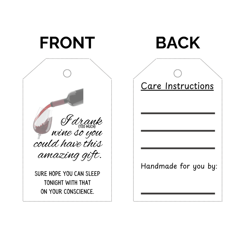 Printable Funny Gift Tags for Wine Lovers - Funny Double Sided Crochet Gift Tags - Crochet Quote Gift Tags - Funny Gift Tags PDF