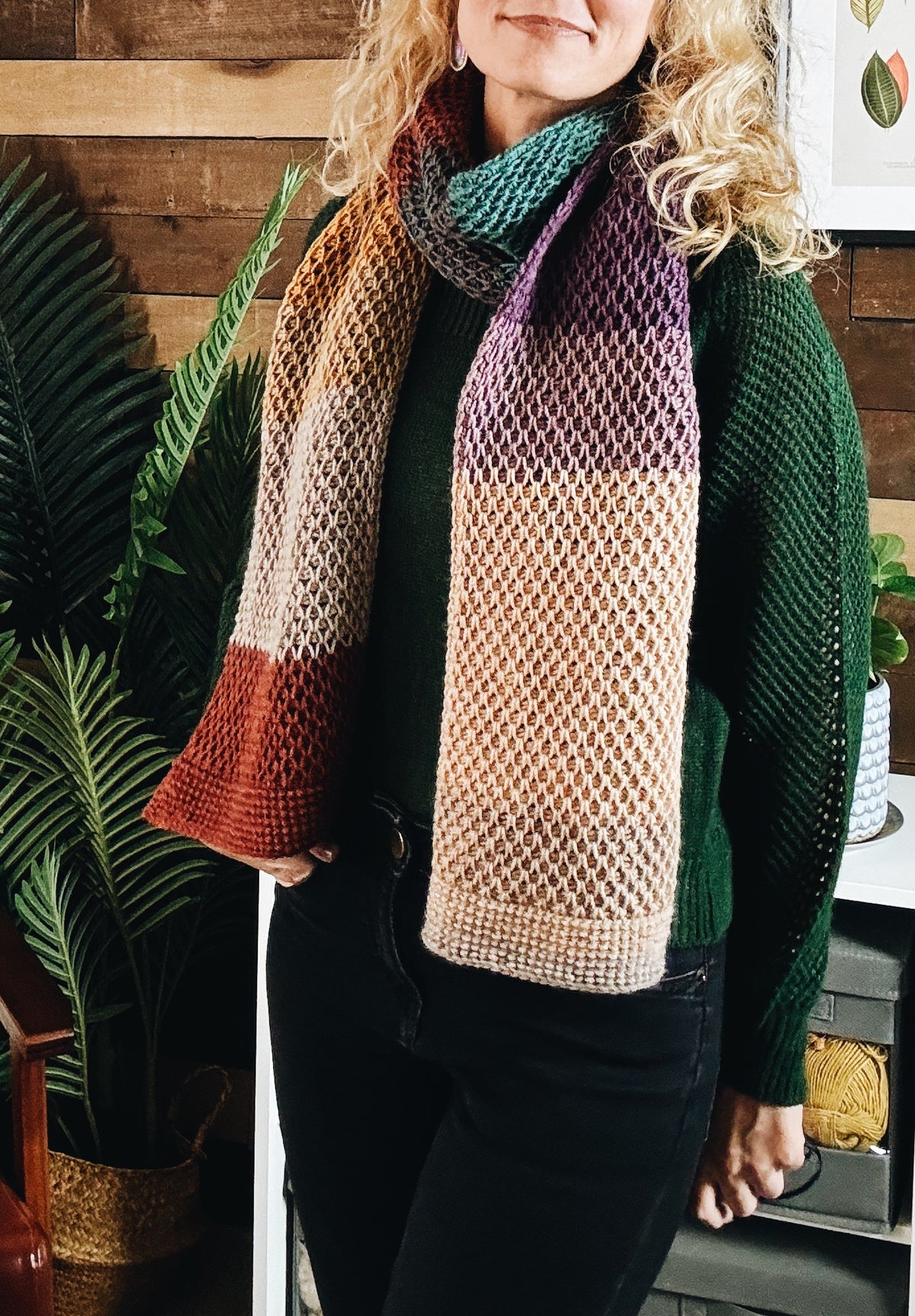 Tunisian Crochet Scarf Pattern with Self-Striping Yarn – I Can