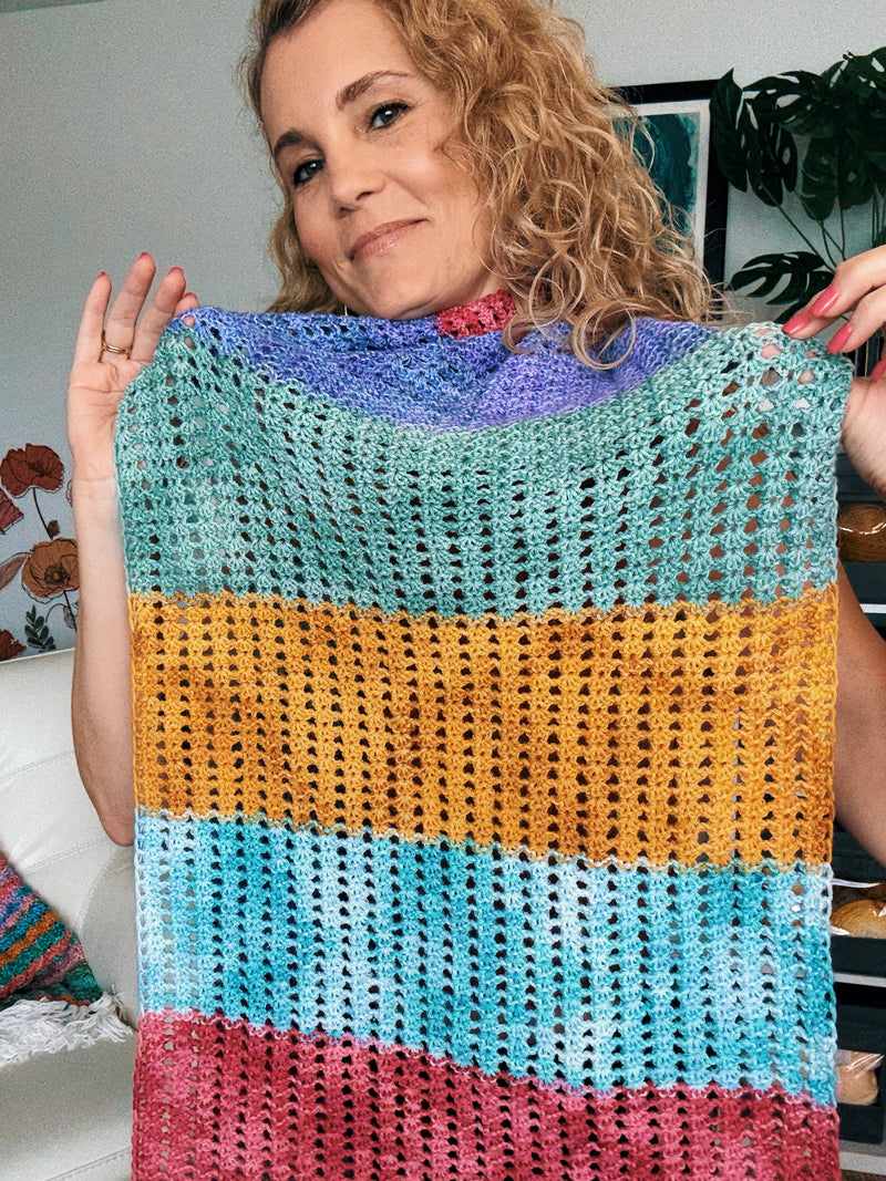 Tunisian Crochet Lace Shell Wrap Pattern