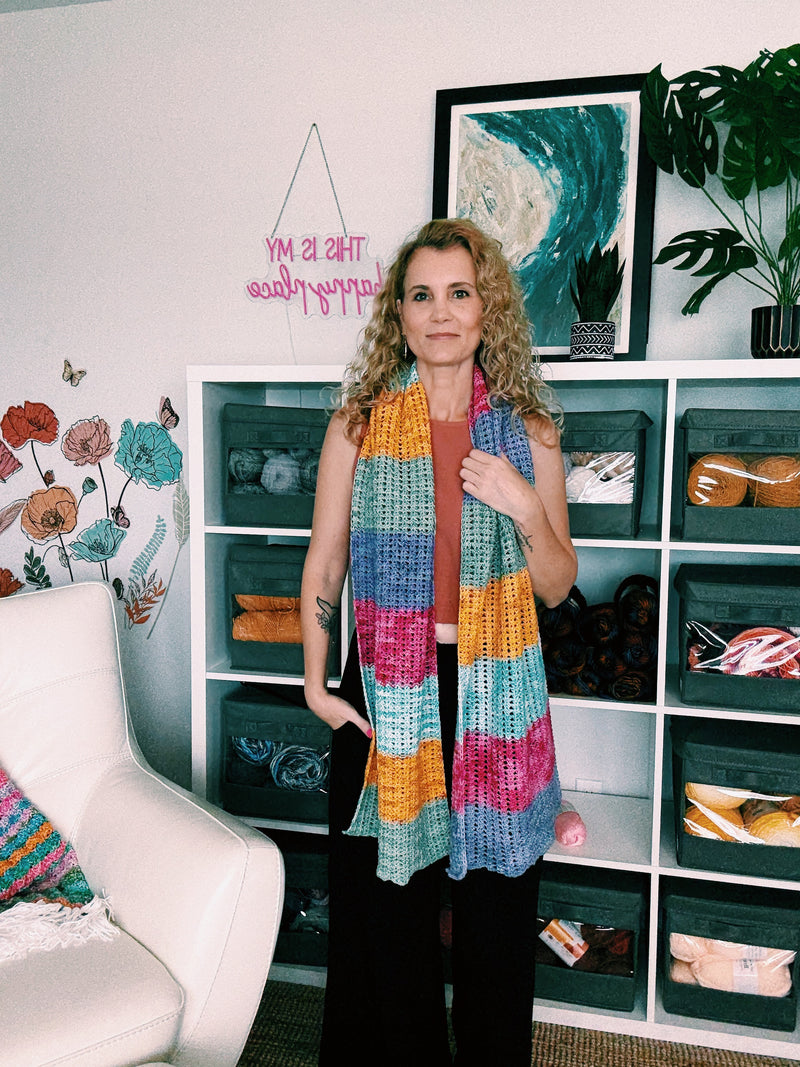Tunisian Crochet Lace Shell Wrap Pattern