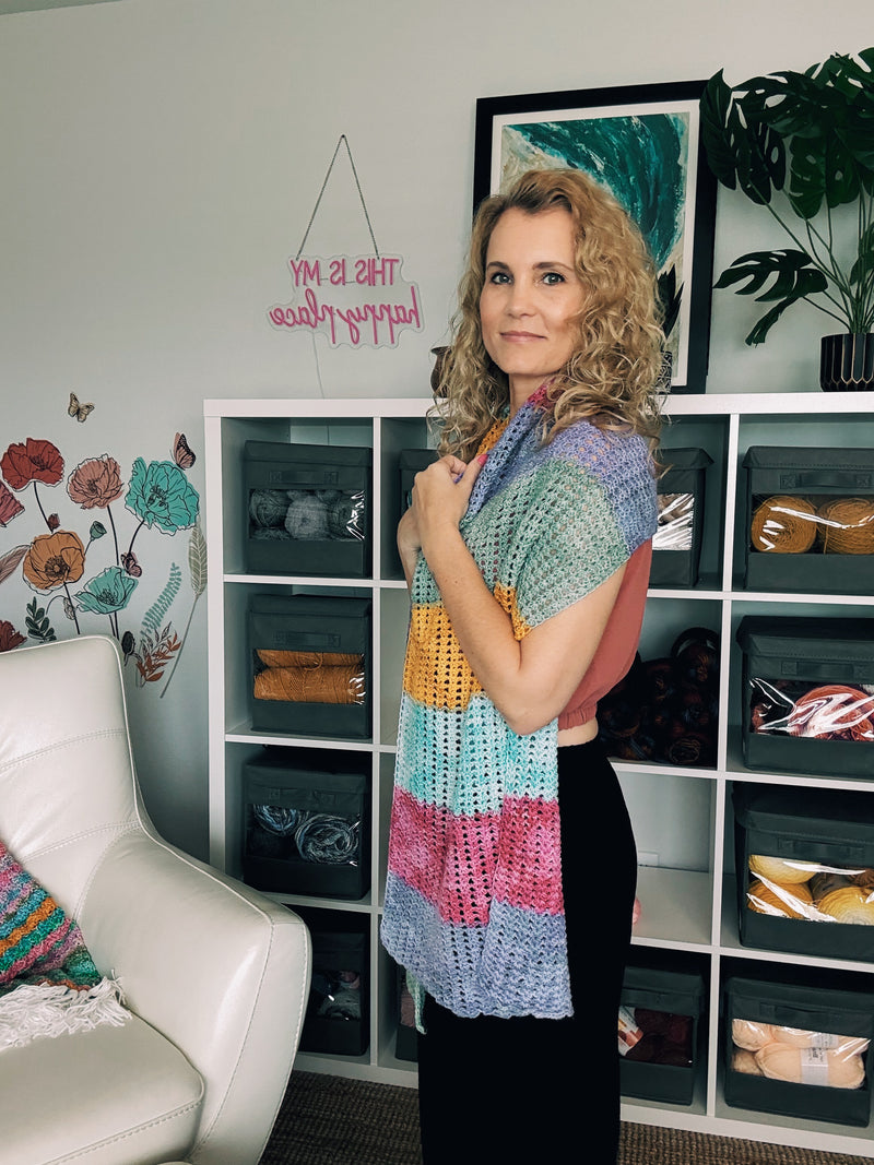 Tunisian Crochet Lace Shell Wrap Pattern