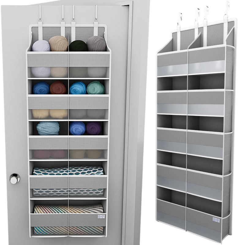 YARNstashr™ Over Door Organizer by Bobble + Puff - Over the Door Yarn Storage Ideal for Crochet Stuff, WIPs and More!