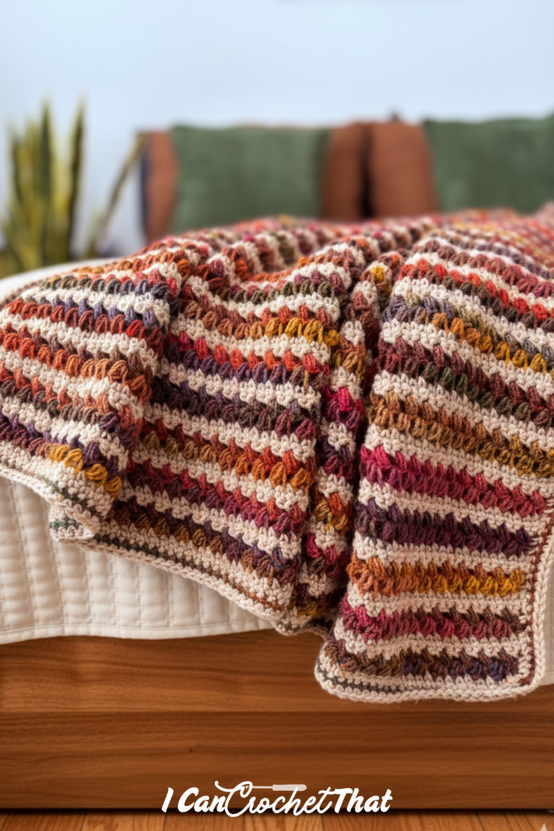 The Goldie Blanket: Two Color Textured Crochet Throw