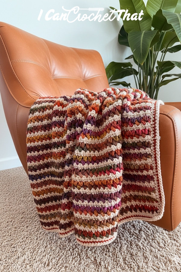 The Goldie Blanket: Two Color Textured Crochet Throw
