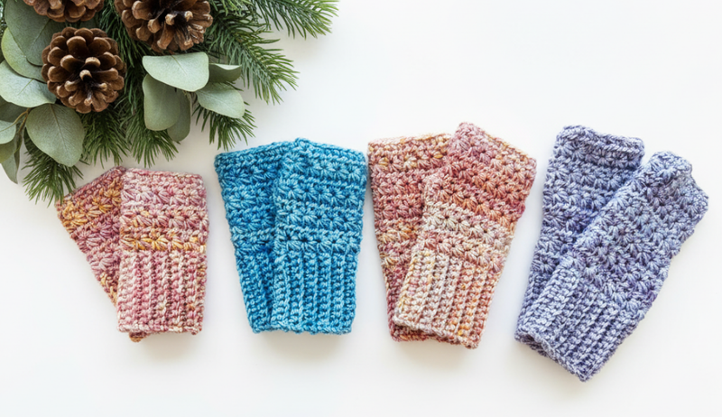 Crochet Fingerless Gloves, Mosaic Crochet Star Stitch Fingerless Gloves Pattern, Multiple Sizes (PDF Pattern)