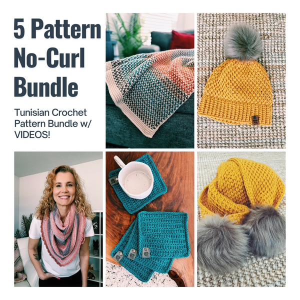 Tunisian Crochet Pattern Bundle w/ VIDEOS | Tunisian Crochet Blanket Pattern | Tunisian Crochet Beanie Pattern | Tunisian Crochet Scarf | 5 Patterns Included!