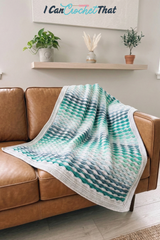 The Beckett Textured Crochet Blanket Pattern with Self-Striping Yarn