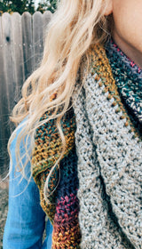 Triangle Crochet Shawl Pattern with tweed yarn