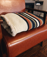 Striped Tunisian Crochet Camping Blanket Pattern with Faux Fur Edging