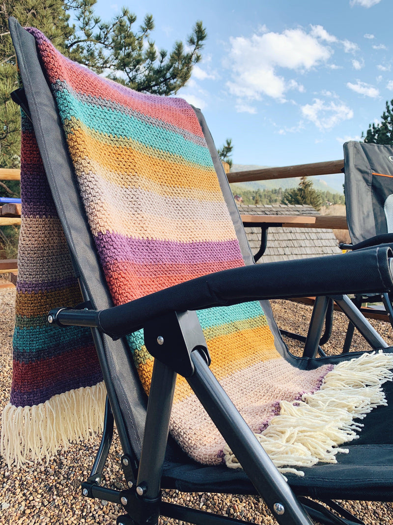 easy striped Crochet Camping Blanket Pattern