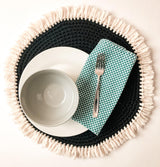 black and white round crochet placemat pattern