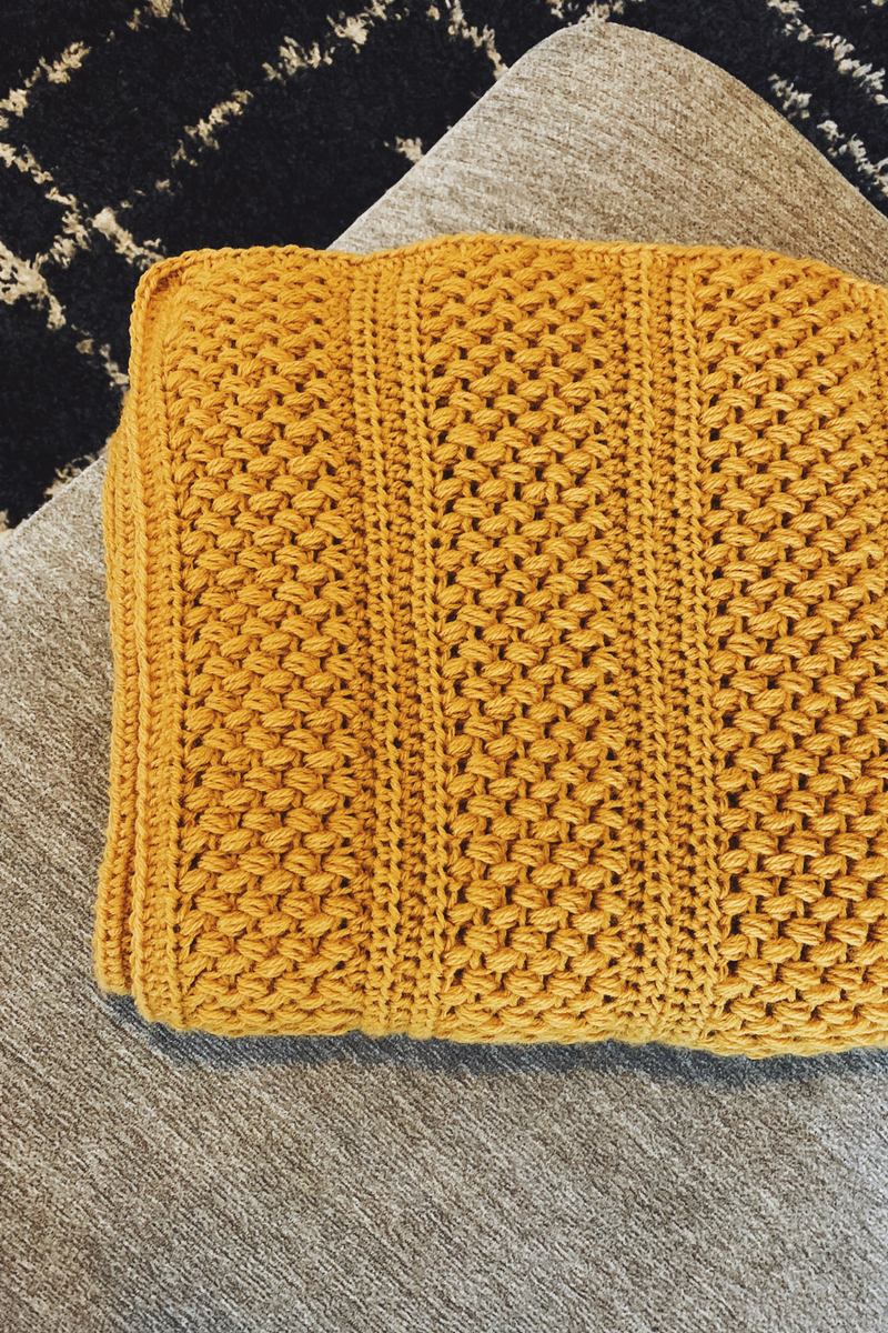 folded up finished crochet blanket pattern