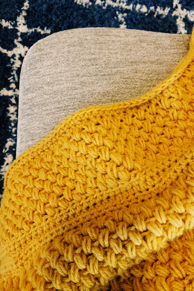 Crochet Blanket Pattern made using the bean stitch