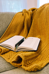 Easy Crochet Blanket Pattern for Beginners using yellow yarn