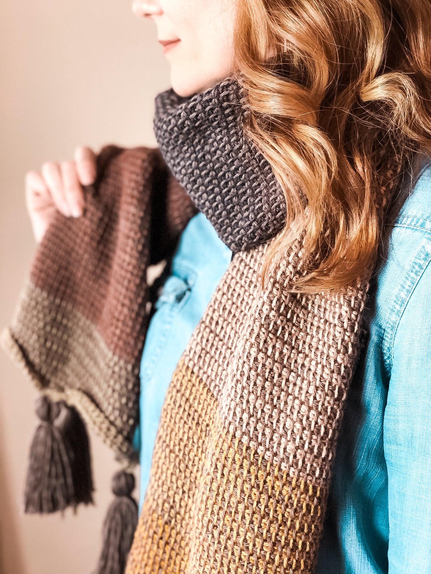 Crochet Scarf Pattern Tunisian Crochet Rib Stitch Seed Stitch Easy